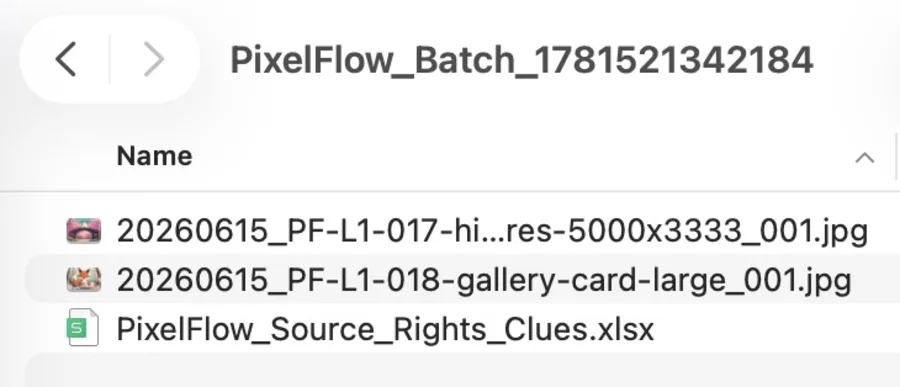 Pixel Flow 下载文件包中包含图片文件和来源与版权线索表格